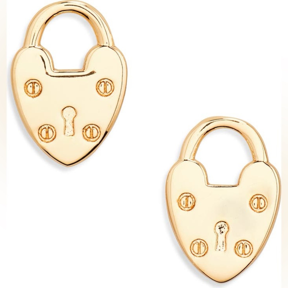 ALL SAINTS Heart Lock Stud Earrings